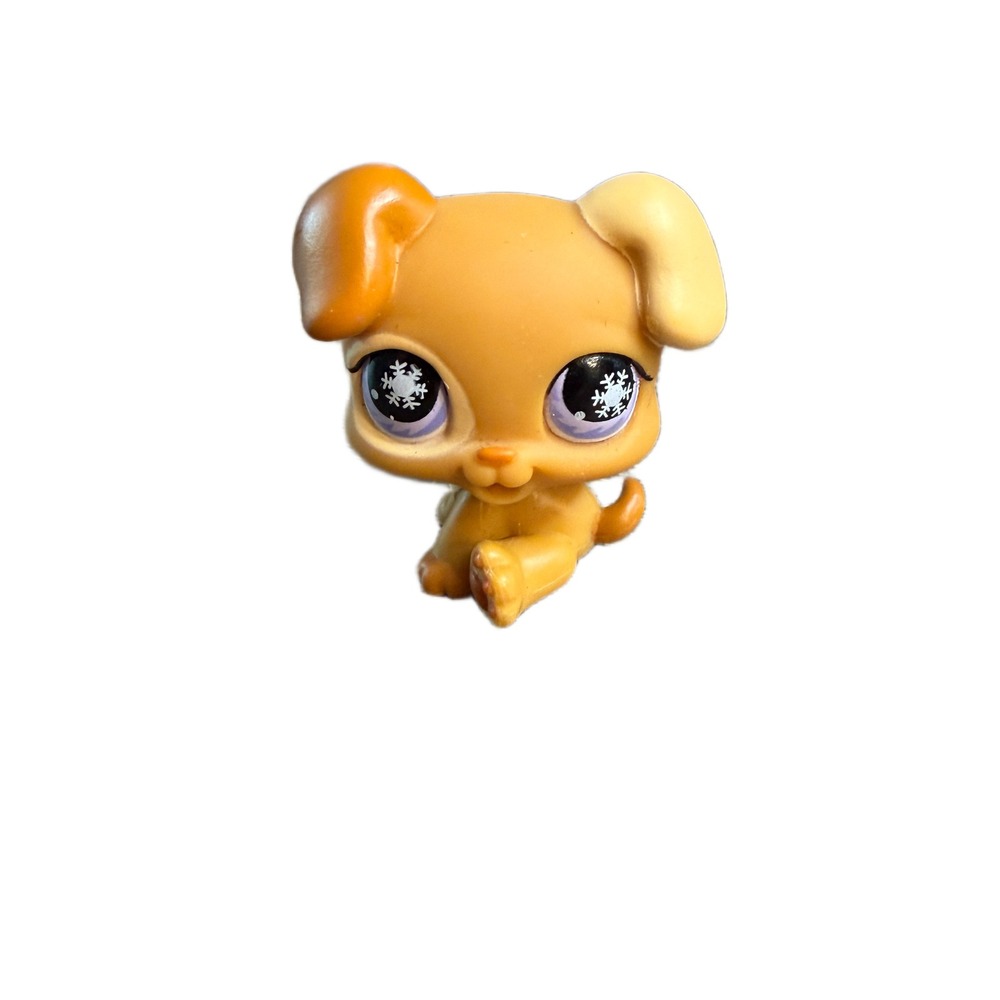Littlest Pet Shop Puppy Dog Tan Purple Snowflake Eyes Winter Figure Hasbro 2007